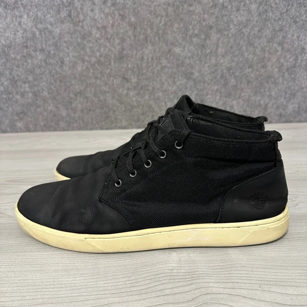 Timberland Davis Square Chukka Mens Size 12 Black Leather Canvas Boots